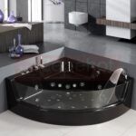 Wanna z hydromasażem czarna RS-1131 narożna 150cmx150cmx59cm chromoterapia LED ZEW