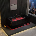 Czarna wanna z hydromasażem EBX-D710 prostokątna 170cmx80cmx60cm z podgrzewaczem+pilot