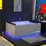 Wirujące dysze 82 dysze Wanna z hydromasażem EBX-100 prostokątna 180cmx120cmx66cm Wodospad LED x 2+Ambiente z podgrzewaczem+pilot